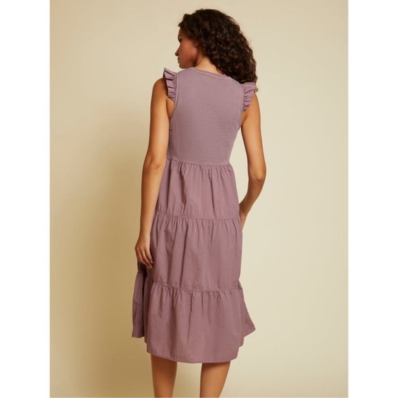 Nation LTD Sissy Flutter Sleeve Dress S in Hopeless Romantic Tiered Midi Preppy - Picture 3 of 14